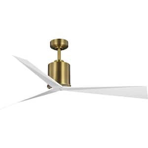 Paso 60 in. Indoor/Outdoor Vintage Brass Luxe Industrial Ceiling Fan with Remote Included for Living Room