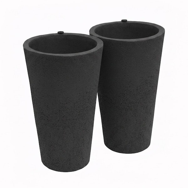 Algreen PRODUCTS 20 in. Tall Crete Planter, Black (2-Pack) 89236