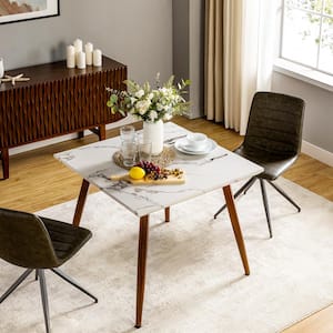 Ergani Square Marbling Dining Table with Coffee Metal Legs