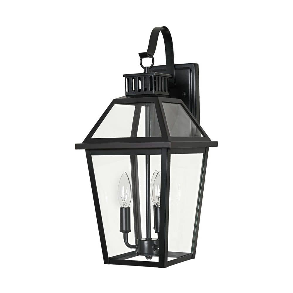 Edvivi 20 in. 3-Light Matte Black Hardwired Outdoor Wall Light