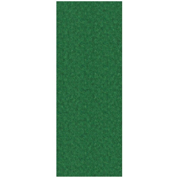 Lifesaver Scrape Rib Non-Slip Custom Long Hallway Runner Rug 2 ft. x 27 ft. Green Polyester Garage Flooring