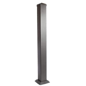 3.5 in. x 43 in. Powder Coated Aluminum Post Kit For Stair Charcoal Gray Fine Texture with Pyramid Cap 2-Piece Base Trim