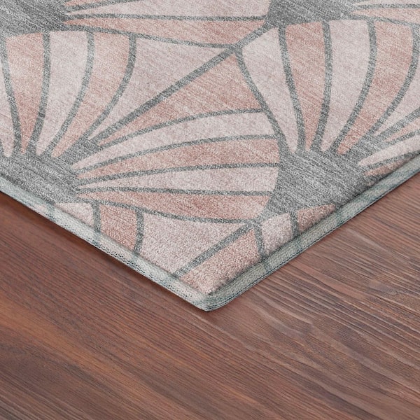 Mayfield Premium Machine Washable Abstract AMF2426 Pink 3 ft. x 4 ft. Area Rug