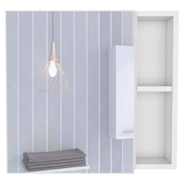 Unbranded 19.6 in. W x 18.6 in. H Rectangular Aluminum Medicine Cabinet with Mirror with 2-Shelf in White