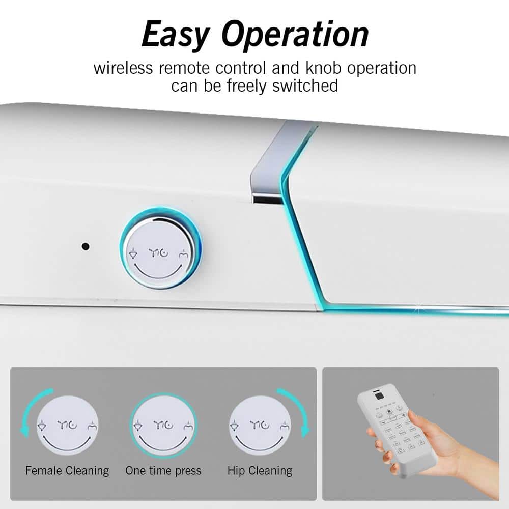 White Ceramic Smart Toilet Bidet Combo with Heated Seat and Remote Control