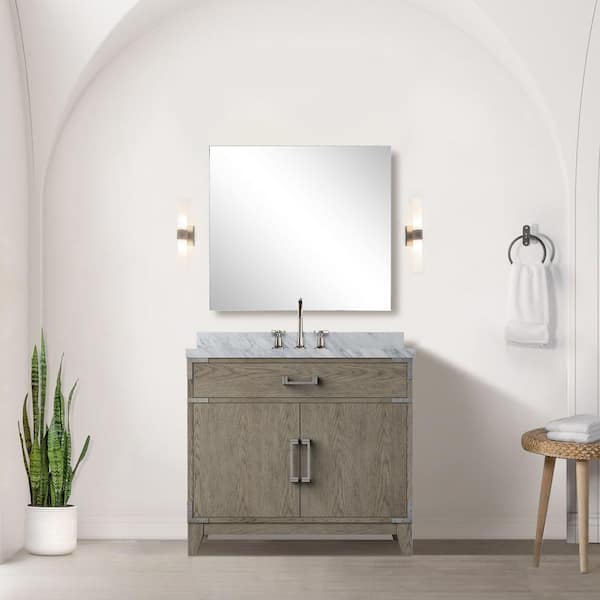 Fossa 36 in. Bath Vanity Cabinet without Top in Grey Oak Assembled
