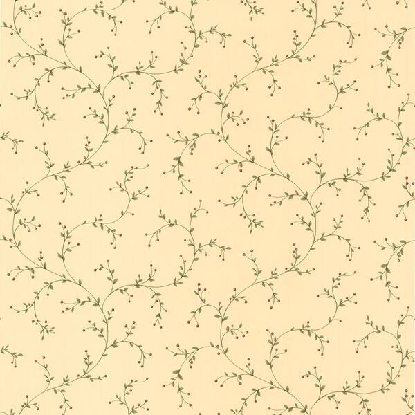 Brewster Hawthorne Beige Trailing Vine Paper Strippable Wallpaper (Covers 56.4 sq. ft.)