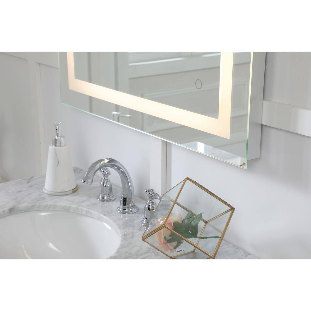 Polished Nickel Rectangular LED Light Bathroom Vanity Mirror