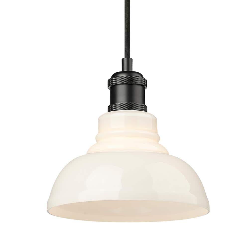 Matte Black Mini Pendant Light with Glass Shade