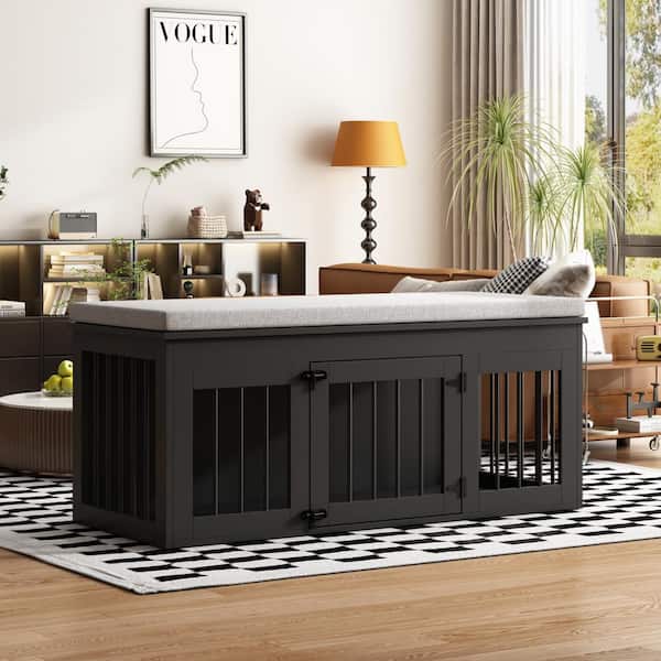 FUFU&GAGA Indoor Modern Crates Entryway Bench Furniture, Wooden