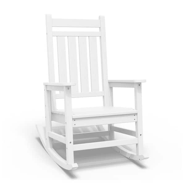 JEAREY HDPE White Adirondack Rocking Chair (1-Pack)