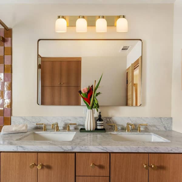 ソレイユブラン ZYZWMB 30.7 in. 4-Light Modern Gold Bathroom Vanity Light with