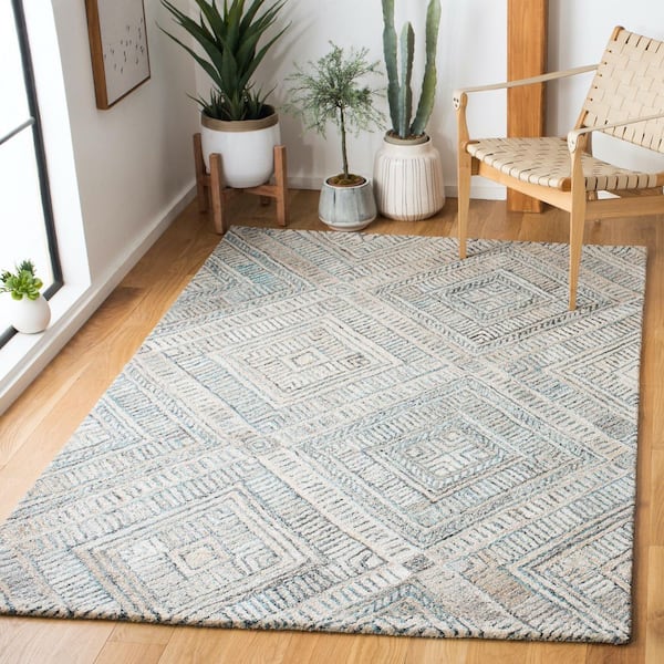Marquee Turquoise/Beige Doormat 3 ft. x 5 ft. Diamond Striped Area Rug