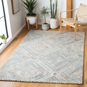 Marquee Turquoise/Beige 6 ft. x 6 ft. Diamond Striped Square Area Rug