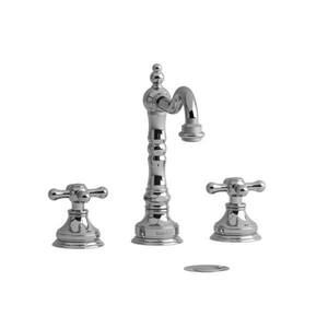 Retro 8 in. Widespread Double-Handle Bathroom Faucet with Drain Kit Included in Brushed Chrome