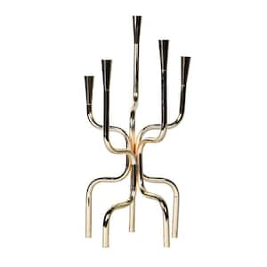 Modern Geometric 5-Candles Holder in Gold