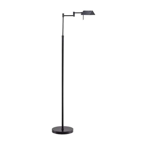 FL05D, 55 in. Black, Full Range Dimmable LED Pharmacy Floor Lamp, 12W LED, 360° Swing Arms, Adjustable Heights