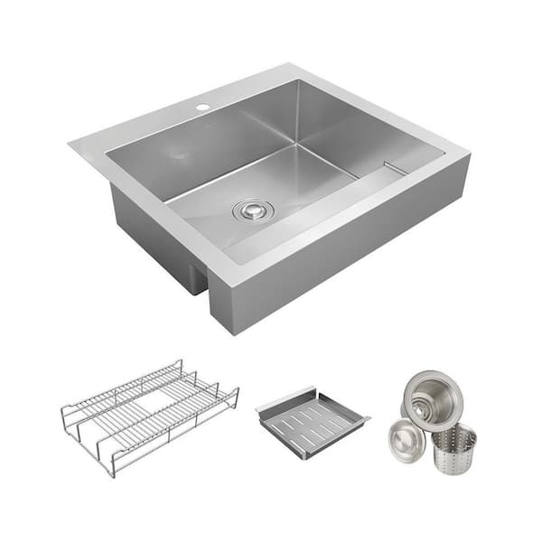 Dart Canyon 30 in. Farmhouse/Apron-Front Single Bowl 16-Gauge Stainless Steel Kitchen Workstation Sink w/Accessories