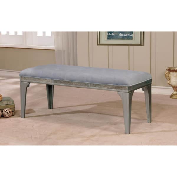 Grohl 21 in. H x 51 in. W x 21 in. D Silver Flannelette Cushioned Dining Bench