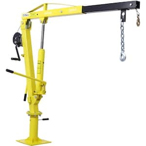 Hydraulic Pickup Truck Crane with Hand Winch, Pickup Truck Bed Hoist Jib Crane- 2000-Lb. Capacity in Yellow