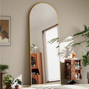 25.6 in. W x 70.5 in. H Arched Modern Gold Aluminum Alloy Framed Mirror Full Length Mirror Floor Mirror