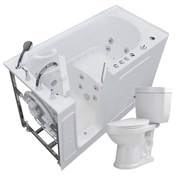 Universal Tubs HD Series 60 in. x 30 in. Left Drain Walk-in Combination Jetted Bathtub in White with 1.28 GPF Single Flush Toilet