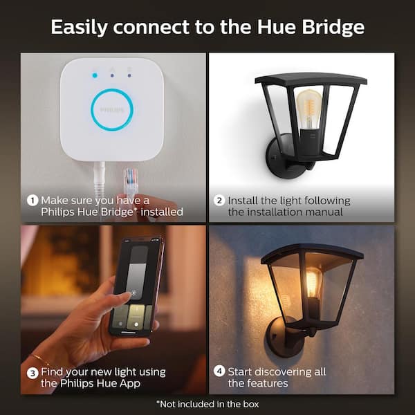 Philips Hue Inara Outdoor Smart Color Changing Wall Lantern with