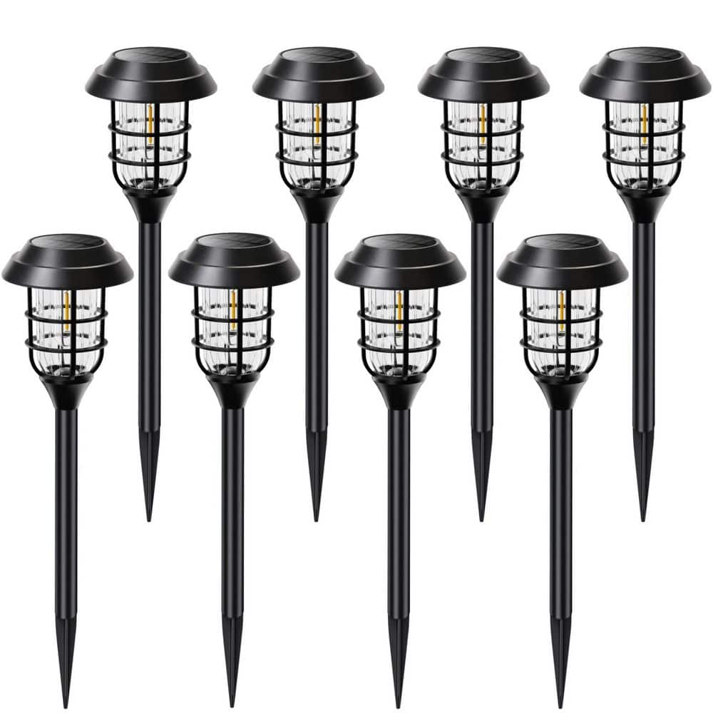 Black 8 Pack Solar Pathway Lights Outdoor Waterproof, Up to 12 Hrs Auto On/Off price history on PriceWatchPro