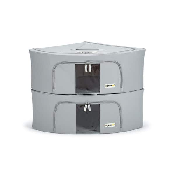 Organizeme 18.5 in. x 18.5 in. x 8.66 in. Graphite Grey Multi Polyester Foldable Corner Pop-Up Bin Blanket Bag (2-Pack)