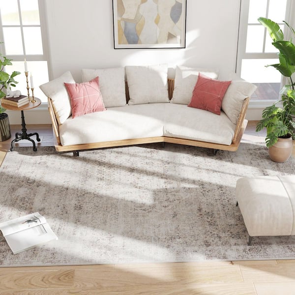 Area Rug 8 x 10 ft. Mixed Brown Machine Washable rug, Traditional Cover rug for Living Room, Bedroom, Dining Room