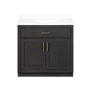 Bailey 36 in. Single Sink Matte Black Bath Vanity with White Quartz Counter Top (Assembled)