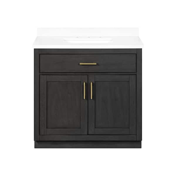 Bailey 36 in. Single Sink Matte Black Bath Vanity with White Quartz Top (Assembled)