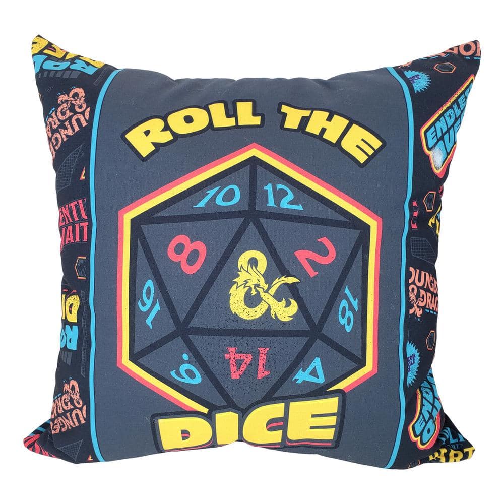 Dungeons & Dragons Roll The Dice Multicolor Polyester Throw Pillow