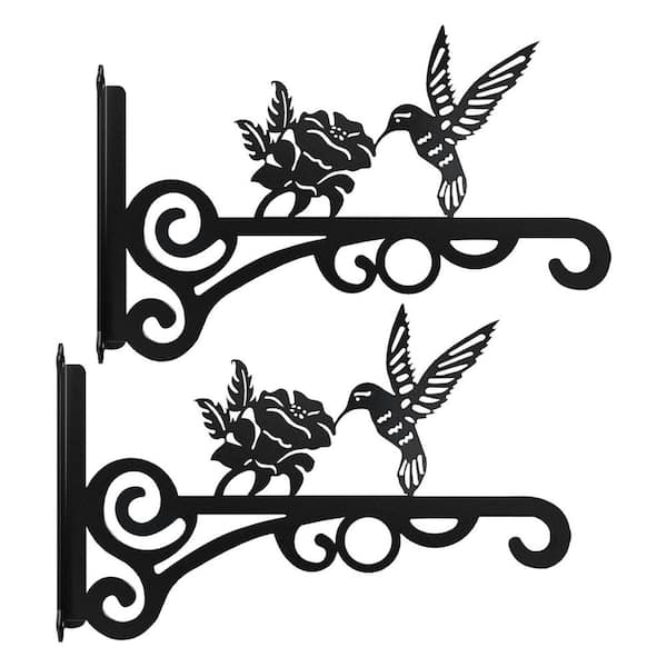 10 in. Aesthetic Metal Plant Hanger with Hummingbird Pattern Heavy Duty Outdoor/Indoor Plant Hook 2-Pack