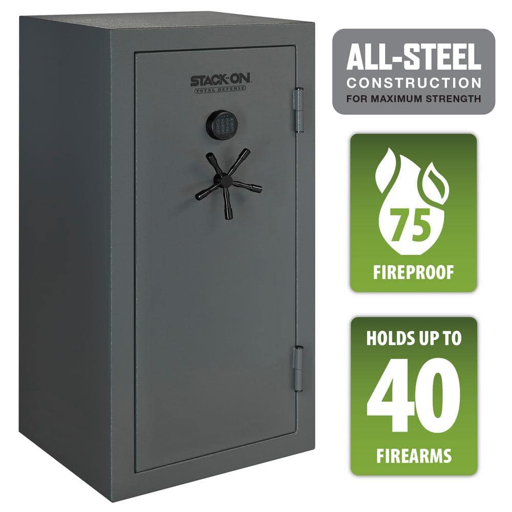 Total Defense 40-Gun Fire/Waterproof Safe with Electronic Lock and Door  Storage TD18-40-GP-E-S - The Home Depot