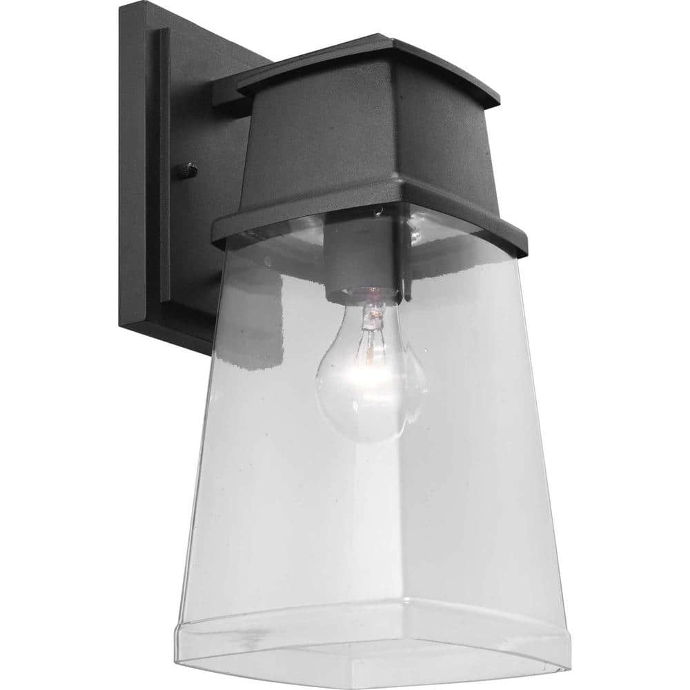 Greene Ridge Black Steel Medium Wall Lantern with Clear Shade