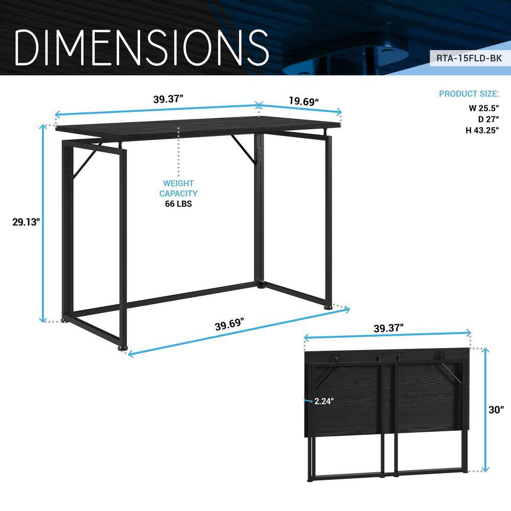 Black Particle Board Foldable Computer Desk