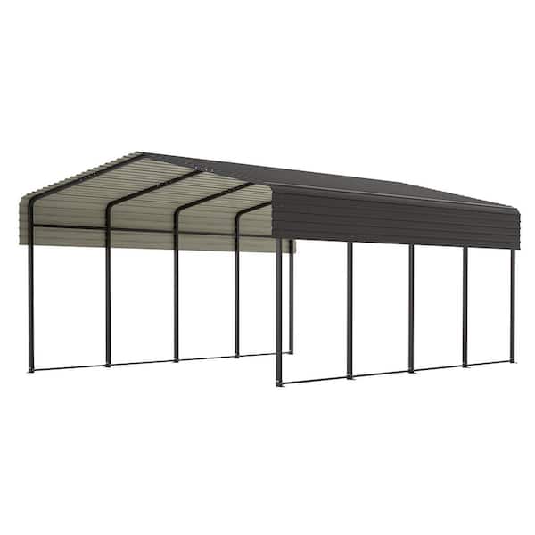 13 ft. W x 20 ft. D x 8.85 ft. H Black Metal Carport with Galvanized Steel Roof for Car