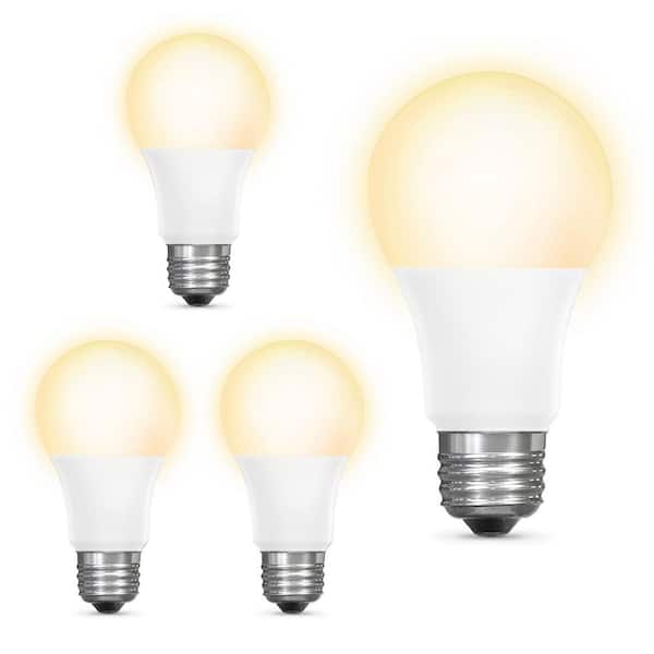 Feit Electric 60W Equivalent A19 IntelliBulb Dusk to Dawn CEC Title 20 Compliant 90+ CRI E26 LED Light Bulb, Soft White 2700K (4-Pack)