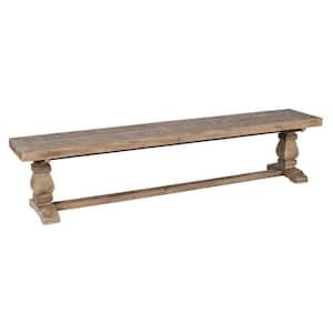 18 in. H Weathered Brown Rectangular Reclaimed Wood Bench with Trestle Base