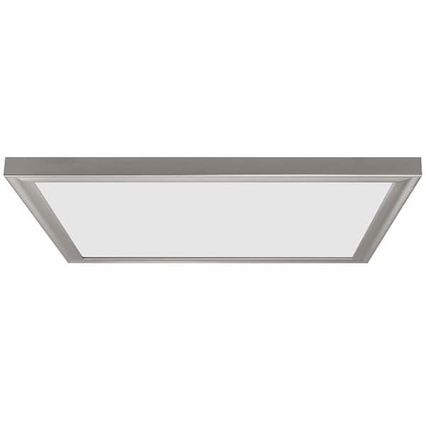 Hampton Bay Low Profile 24 in. Square Brushed Nickel Selectable LED Flush Mount Ceiling Light Flat Panel 4000 Lumens