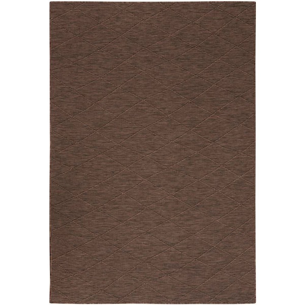 Nourison Washable Solutions Mocha 7 ft. x 10 ft. Diamond Contemporary Area Rug