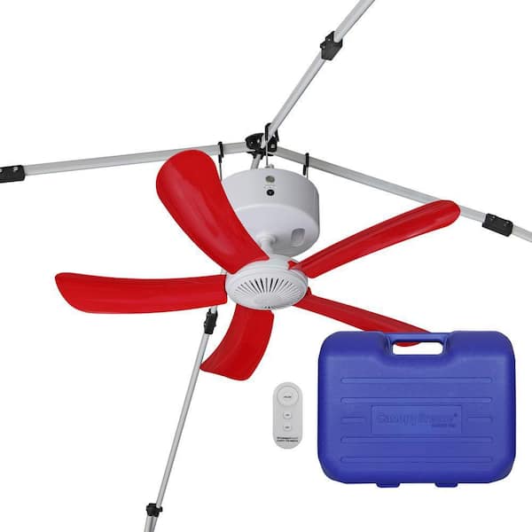 Rechargeable Clip Mount Propeller Outdoor Ceiling Fan 31 in. Blades, Quick Install, Remote Control(Deep Red)