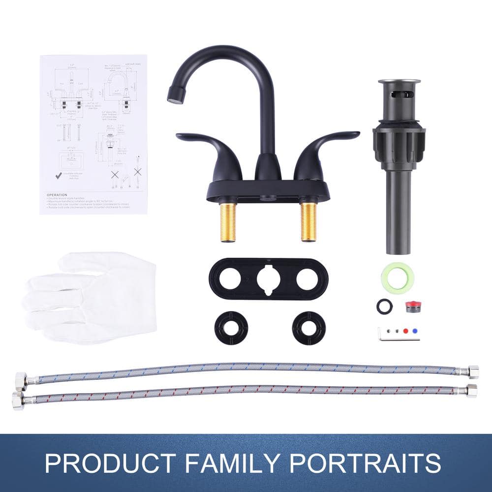 Matte Black Stainless Steel Double Handle Centerset Faucet
