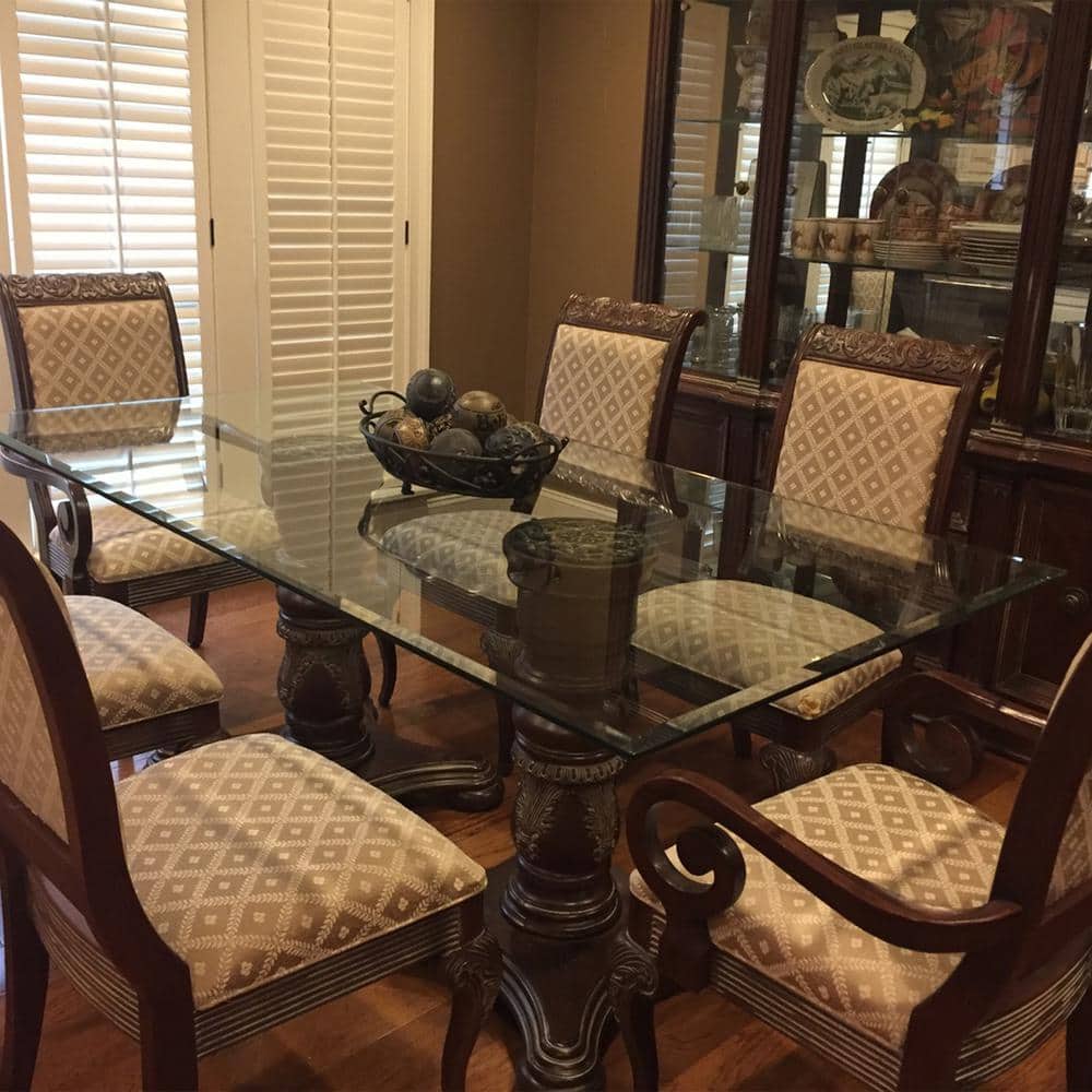 72'' Clear Tempered Glass Rectangle Tabletop with Beveled Edges