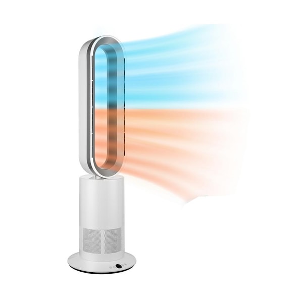 Adrinfly 2-in-1 34 in. 10 Fan Speeds Tower Fan Heater and Fan Combo in White with Bladeless, Touch-Screen or Remote Control