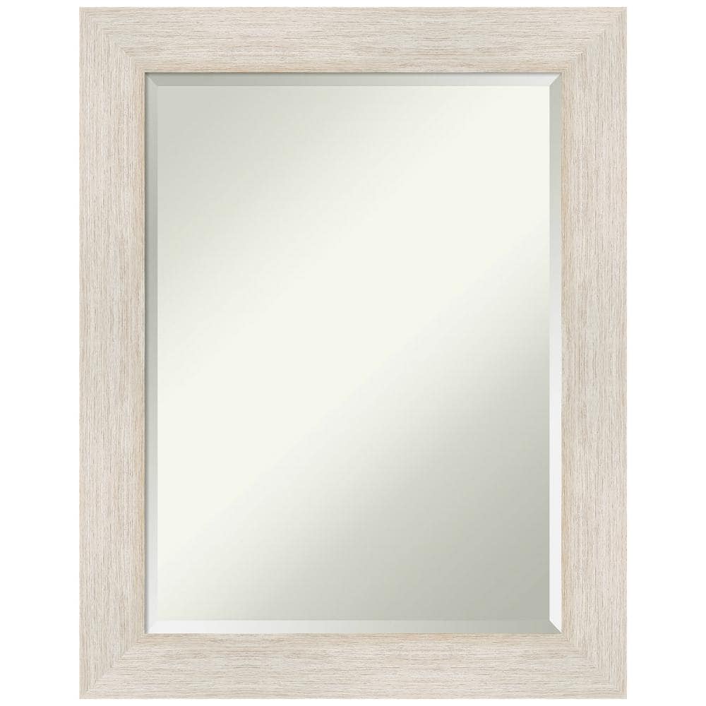 Hardwood Whitewash Rectangular Bathroom Vanity Mirror 23 x 29 inches