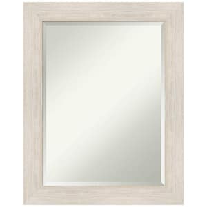 Hardwood 22.75 in. x 28.75 in. Rustic Rectangle Framed Whitewash Bathroom Vanity Wall Mirror