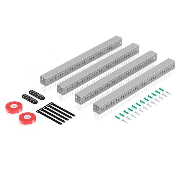 4 in. x 15.7 in. Cable Management Cable Raceways Grey 4-Pack for Hide Network HDMI VGA Cable Desk Wire Channel