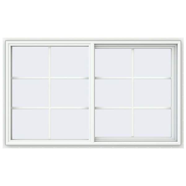 JELD-WEN 59.5 in. x 35.5 in. V-4500 Series White Vinyl Right-Handed Sliding Window with Colonial Grids/Grilles